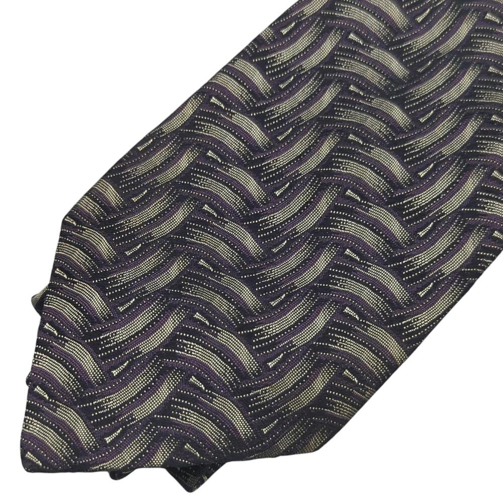 Vintage Polo Ralph Lauren Men's Tie Jacquard Arches Purple Silver Silk Necktie